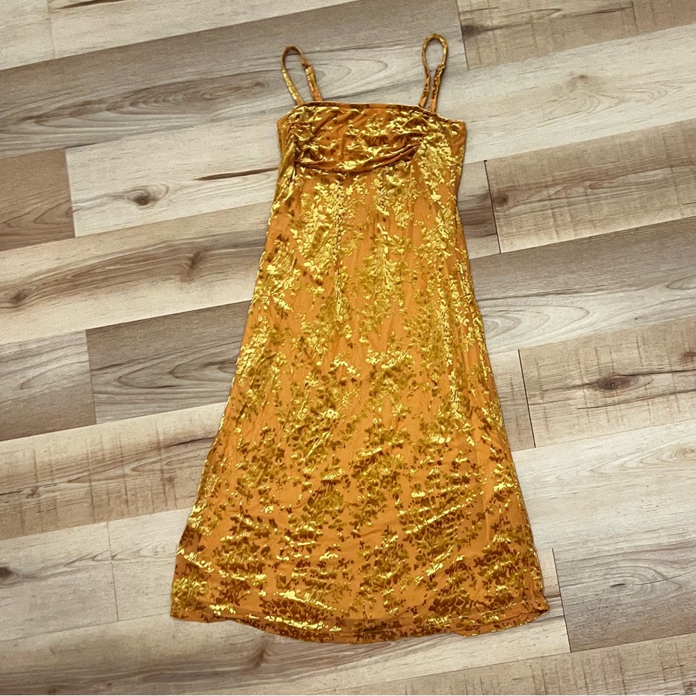 Gold Velvet Slip Dress